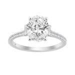 14K WHITE GOLD 1 3/4CT ROUND/BAGUETTE/OVAL DIAMOND LADIES RING (CENTER STONE OVAL DIAMOND 1 1/2CT)