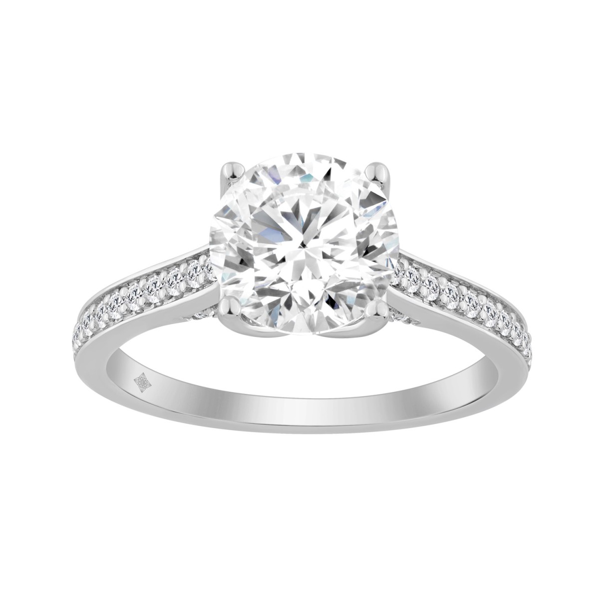 14K WHITE GOLD 2.00CT ROUND DIAMOND LADIES RING (CENTER STONE ROUND DIAMOND 1 3/4CT) - Image 1