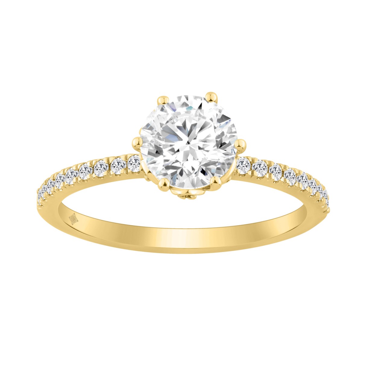 14K YELLOW GOLD 1 1/3CT ROUND DIAMOND LADIES RING (CENTER STONE ROUND DIAMOND 1CT) - Image 1
