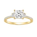 14K YELLOW GOLD 1 1/3CT ROUND/BAGUETTE/PRINCESS DIAMOND LADIES RING (CENTER STONE PRINCESS DIAMOND 1CT)