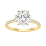 14K YELLOW GOLD 1 3/4CT ROUND/BAGUETTE/OVAL DIAMOND LADIES RING (CENTER STONE OVAL DIAMOND 1 1/2CT)