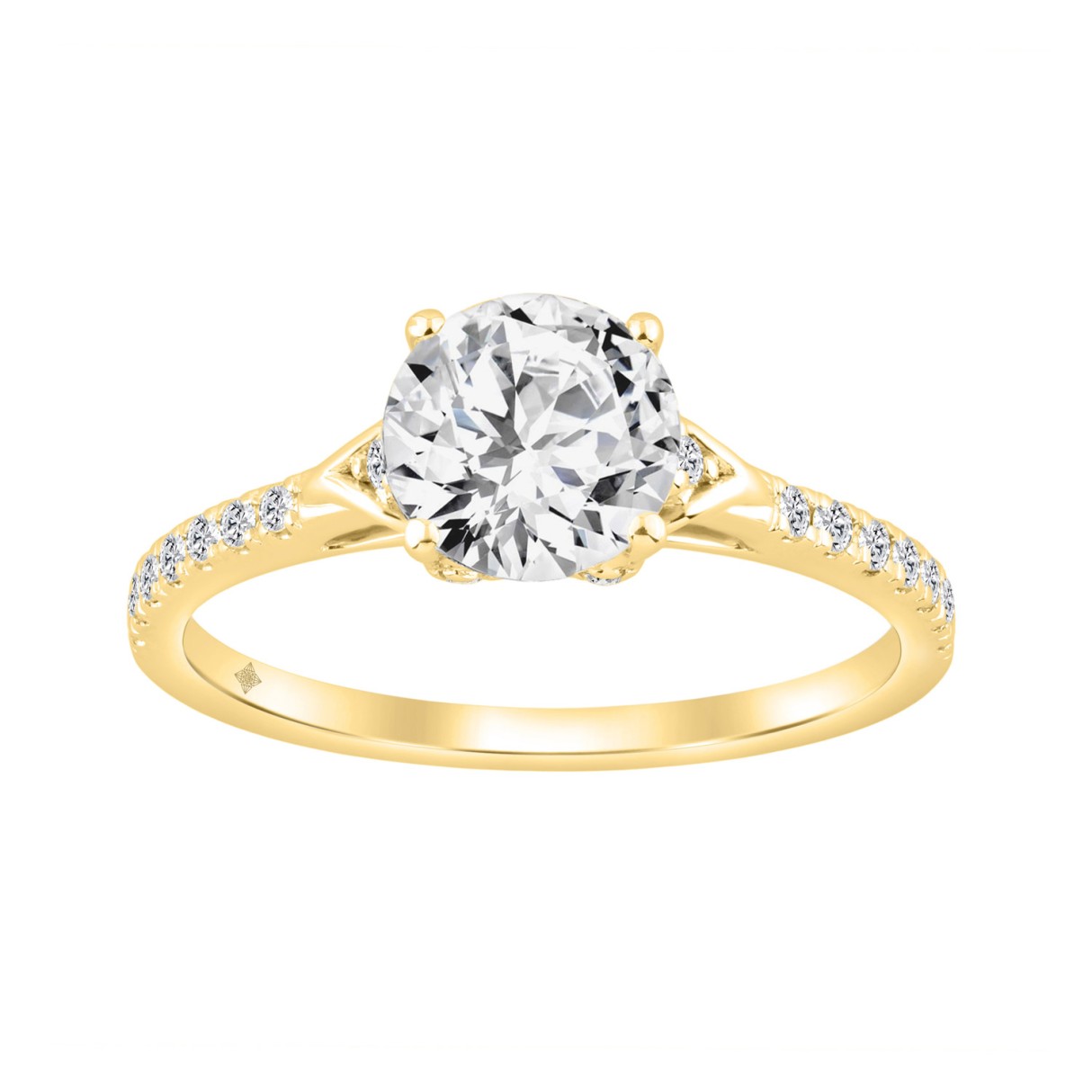 14K YELLOW GOLD 1.00CT ROUND DIAMOND LADIES RING (CENTER STONE ROUND DIAMOND 3/4CT) - Image 1