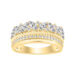 14K Yellow Gold Ladies Fashion Ring with 1.00 CT Round & Marquise Diamonds