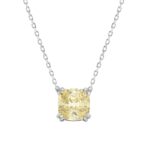14K WHITE GOLD 2.00CT YELLOW CUSHION  DIAMOND LADIES PENDANT