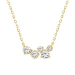 Elegant Ladies 14K Yellow Gold 1/2Ct Round Lab Grown Five Stone Diamond Fancy Bezel Set Necklace  (Color F-G -Clarity Vs1/Vs2)