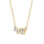 Elegant Ladies 14K Yellow Gold 1/2Ct Round Lab Grown Five Stone Diamond Fancy Bezel Set Necklace  (Color F-G -Clarity Vs1/Vs2) - Image 3