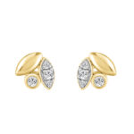 Elegance Ladies Round Diamond Cluster Fashion Earrings In 10K Yellow Gold – Marquise Design