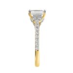 LADIES RING 2 1/4CT ROUND/EMERALD DIAMOND 14K YELLOW GOLD (CENTER STONE EMERALD DIAMOND 1 1/2CT ) - Image 3