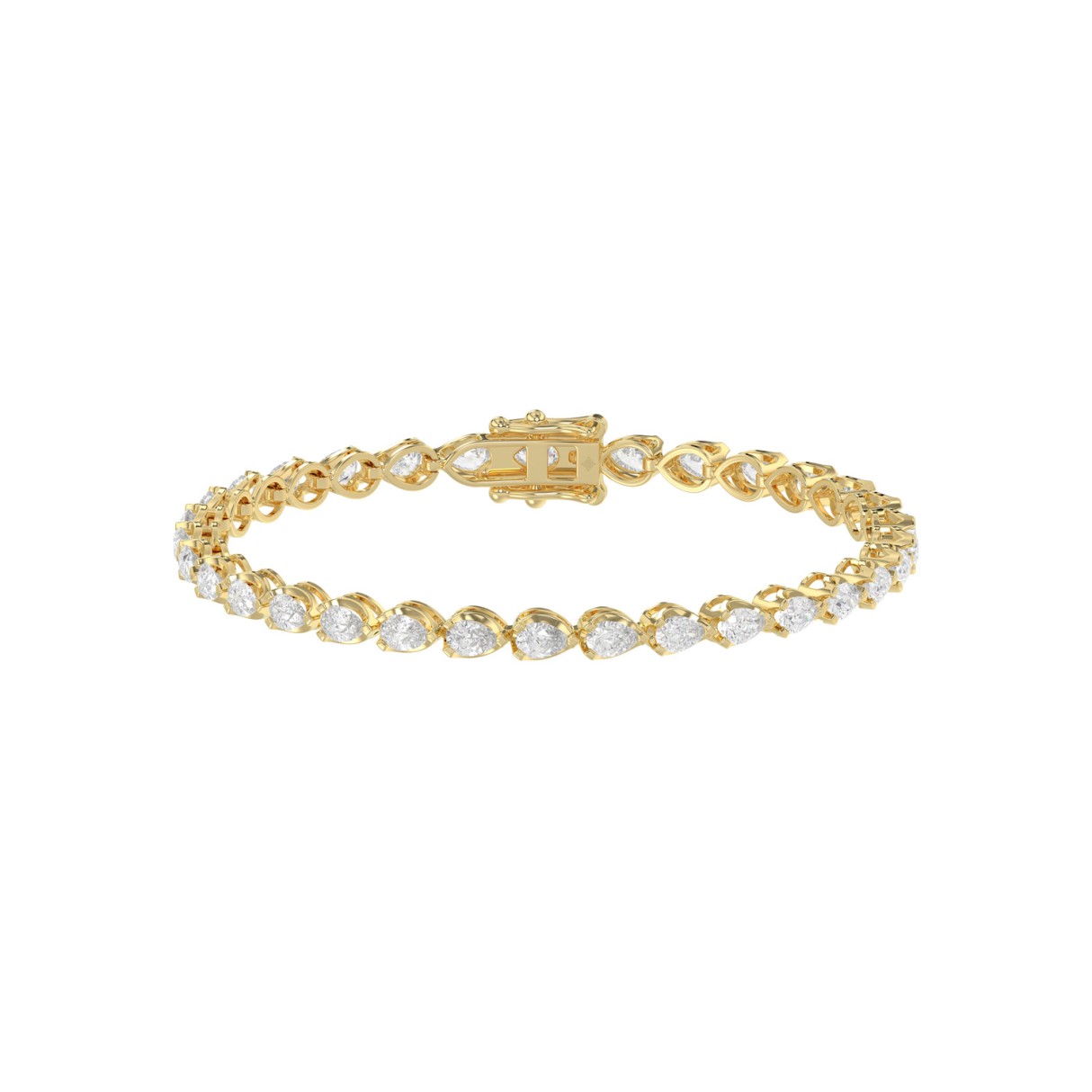 Elegant Pear Shape Diamond Ladies Tennis Bracelet in 14K Yellow Gold 3 1/2CT (Color F-G -Clarity VS1/VS2) - Image 1