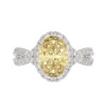 14K WHITE GOLD 3 1/4CT ROUND/YELLOW OVAL DIAMOND LADIES RING (CENTER STONE YELLOW OVAL DIAMOND 2CT) - Image 5