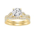 14K YELLOW GOLD 2.00CT ROUND DIAMOND LADIES BRIDAL SET (CENTER STONE ROUND DIAMOND  1 1/2CT)