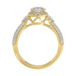 14K Yellow Gold 3 1/4Ct Oval Diamond Bridal Halo Ring  Oval, Half Moon & Round Cut Engagement Ring For Women 2.00Ct Oval Center Stone (Color F-G -Clar - Image 2