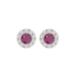 14K WHITE GOLD 1/2CT ROUND/ROUND RUBY DIAMOND LADIES EARRING (ROUND RUBY 1 1/3CT)