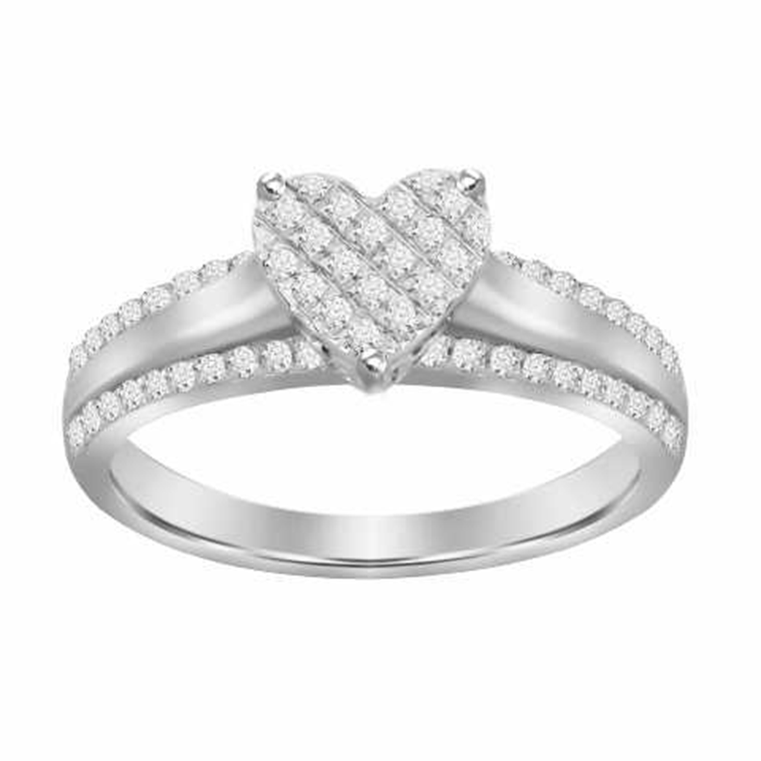 LADIES RING 0.20CT ROUND DIAMOND 10K WHITE GOLD - Image 1
