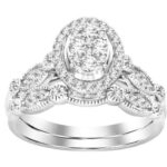 LADIES BRIDAL SET 0.50CT ROUND DIAMOND 14K WHITE GOLD