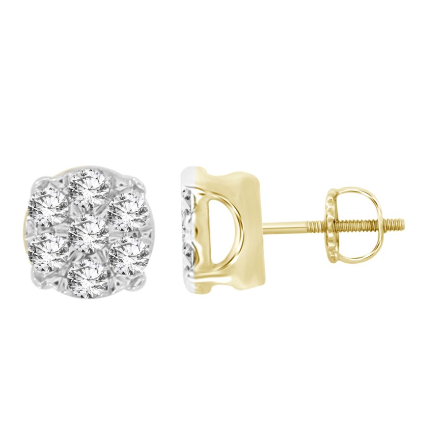 LADIES EARRING 0.25CT ROUND DIAMOND 10K YELLOW GOLD - Image 1