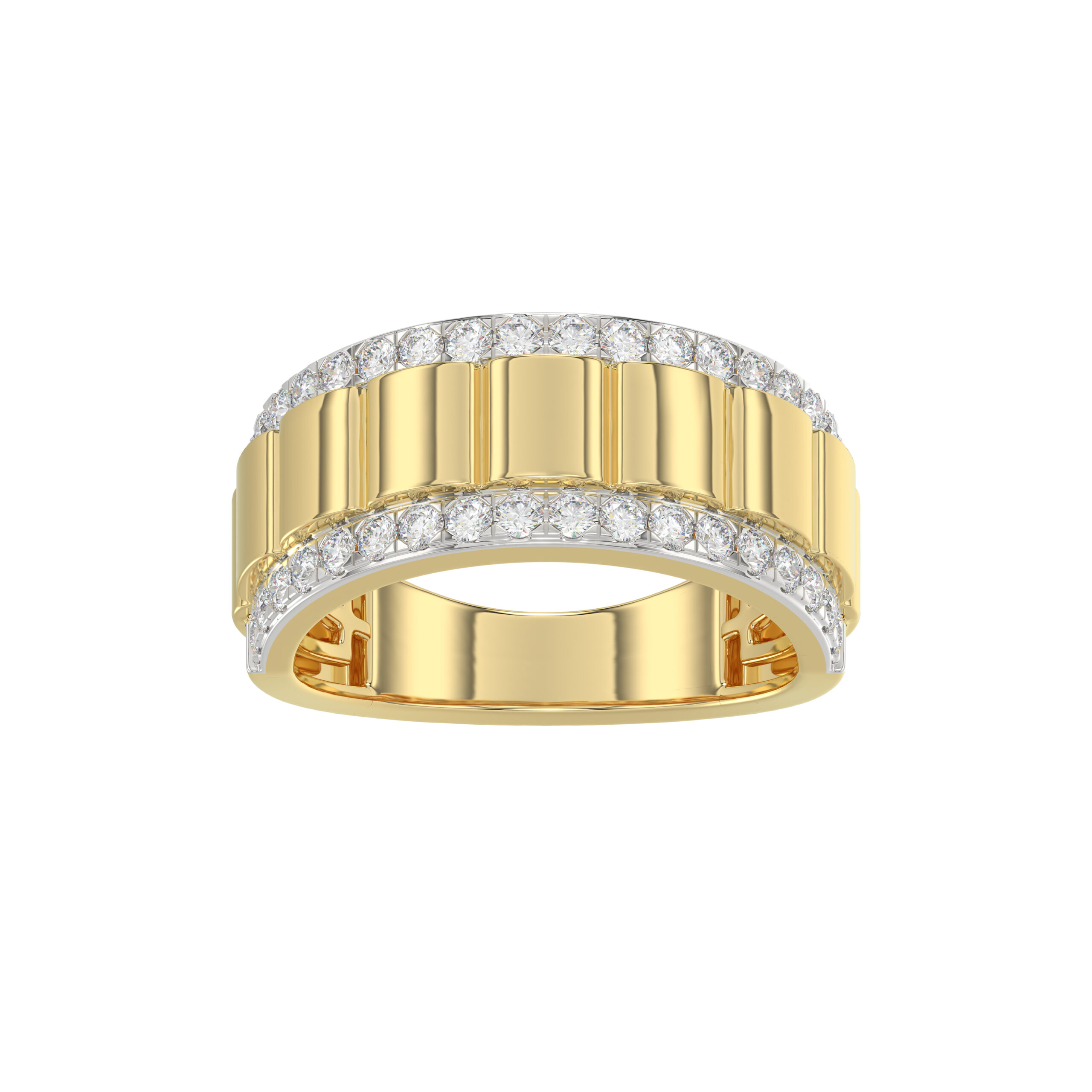 MEN'S BAND 1.00CT ROUND DIAMOND 14K YELLOW GOLD - Image 1