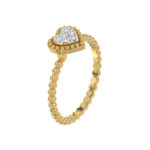 Ladies Halo Ring 0.10Ct Heart Shape Round Diamond 10K Yellow Gold - Image 3