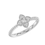 Ladies 0.10Ct Round Diamond Sterling Silver White Ring –Cluster Diamond Flower Design, Elegant Women’S Jewelry Gift