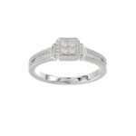 Ladies 0.20Ct Round Diamond Sterling Silver White Engagement Ring – Elegant Promise Ring For Women