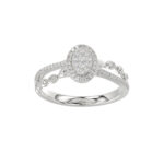 Adies 0.25Ct Round Diamond Sterling Silver White Promise Ring – Halo Oval Design With Split Shank, Elegant Women’S Jewelry