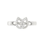 Ladies Lucky Horseshoe Fashion Ring 0.10Ct Round Diamond Sterling Silver White – Double Horseshoe Fashion Jewelry - Image 5