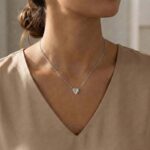 Round Diamond Heart Necklace, 0.10Ct Sterling Silver  Love Necklace, Minimal Heart Charm Pendant For Your Loved One, Girlfriend Gift - Image 5
