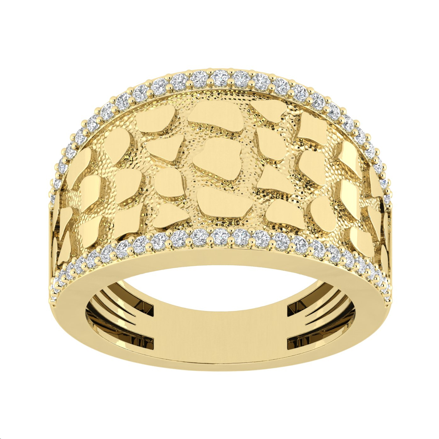 Men’S 10K Yellow Gold Diamond Nugget Ring 0.50Ct Round Diamond,Stylish Men’S Wedding & Fashion Ring - Image 1