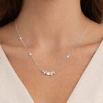 14K White Gold 0.16Ct Ladies Pearl Necklace  Round Diamond Bezel Design - Image 4