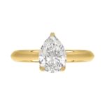 LADIES SOLITAIRE RING 2CT PEAR DIAMOND 14K YELLOW GOLD - Image 5