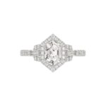 14K WHITE GOLD 1 1/2CT ROUND/BAGUETTE/HEXAGON DIAMOND LADIES RING - Image 5
