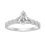 14K WHITE GOLD 1 1/4CT ROUND/PEAR DIAMOND LADIES BRIDAL RING (CENTER STONE PEAR DIAMOND 1CT)