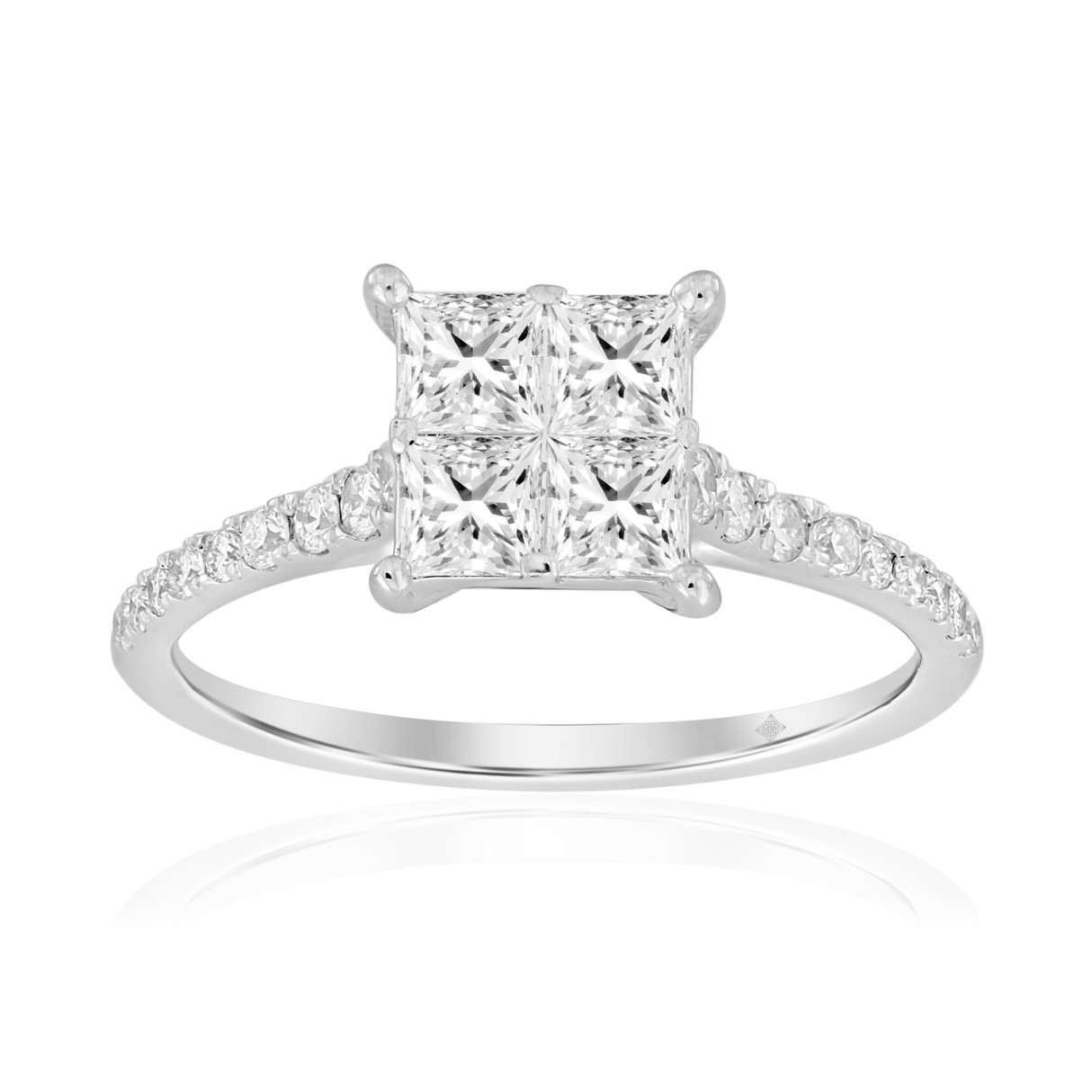 14K WHITE GOLD 1CT ROUND/PRINCESS DIAMOND LADIES RING - Image 1