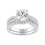 14K WHITE GOLD 2 1/2CT ROUND DIAMOND LADIES BRIDAL SET (CENTER STONE ROUND DIAMOND 2CT)