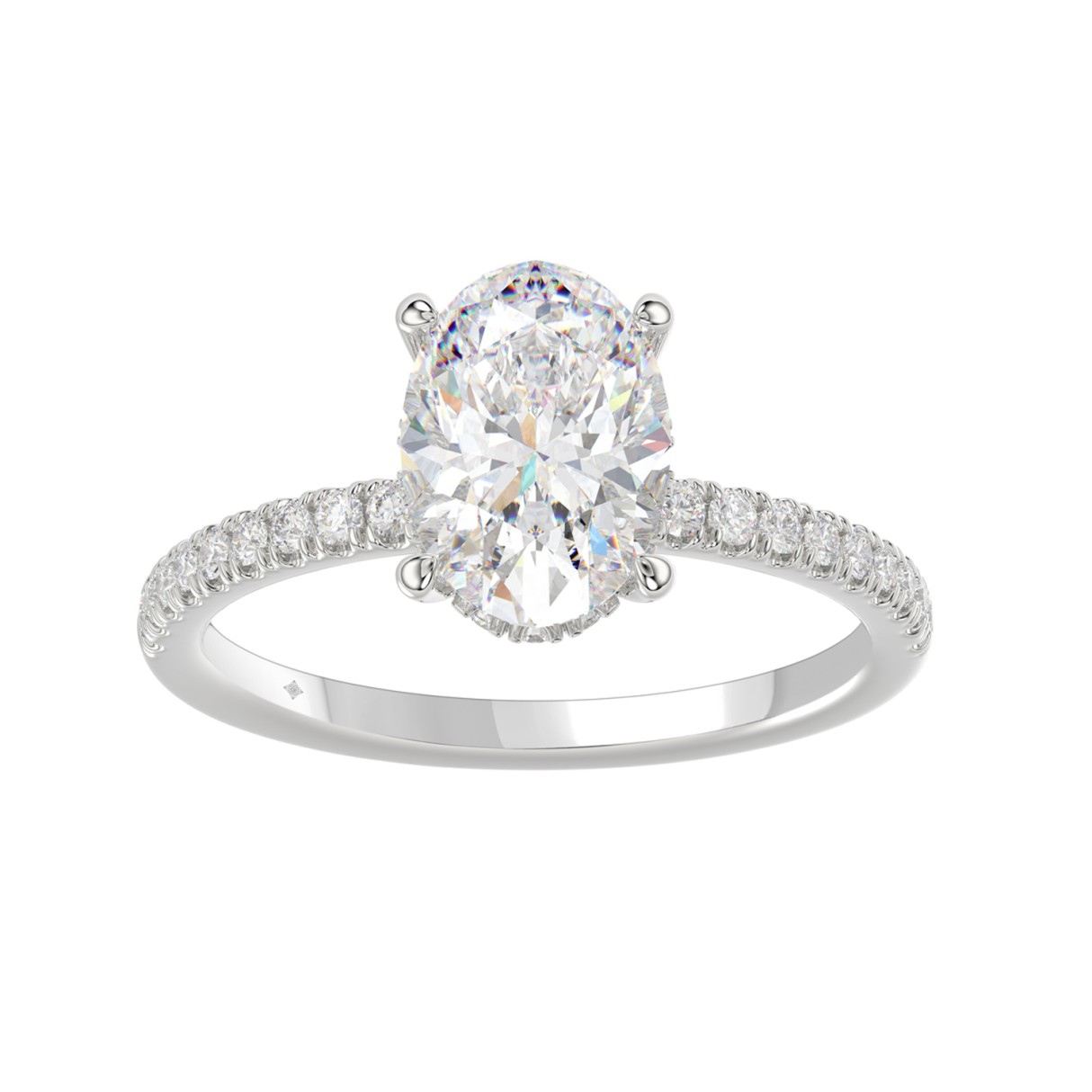 14K WHITE GOLD 2 1/5CT ROUND/OVAL DIAMOND LADIES RING (CENTER STONE OVAL DIAMOND 2CT) - Image 1