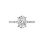 14K WHITE GOLD 2 1/5CT ROUND/OVAL DIAMOND LADIES RING (CENTER STONE OVAL DIAMOND 2CT) - Image 5