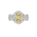 14K WHITE GOLD 3 1/4CT ROUND/YELLOW OVAL DIMAOND LADIES RING (CENTER STONE YELLOW OVAL  DIAMOND 2.00CT) - Image 5