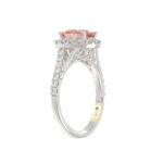 14K WHITE GOLD CRAFTED WITH 18K YELLOW GOLD SHANK 1 1/2CT ROUND/OVAL DIAMOND LADIES RING (CENTER STONE OVAL PINK DIAMOND 1.00CT) - Image 4