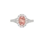 14K WHITE GOLD CRAFTED WITH 18K YELLOW GOLD SHANK 1 1/2CT ROUND/OVAL DIAMOND LADIES RING (CENTER STONE OVAL PINK DIAMOND 1.00CT) - Image 2