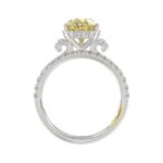 14K WHITE GOLD CRAFTED WITH 18K YELLOW GOLD SHANK 3 3/4CT ROUND/PEAR DIAMOND LADIES BRIDAL SET (CENTER STONE PEAR YELLOW DIAMOND 3.00CT) - Image 2
