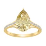 14K YELLOW GOLD 3 1/4CT ROUND/PEAR DIAMOND LADIES RING (CENTER STONE YELLOW PEAR DIAMOND 3CT)