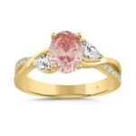 ETERNAL BLUSH COLLECTION LADIES RING 1 1/2CT ROUND/OVAL/PEAR DIAMOND 14K YELLOW GOLD (CENTER STONE PINK OVAL DIAMOND 1CT)