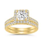 LADIES BRIDAL SET 1 3/4CT ROUND/PRINCESS DIAMOND 14K YELLOW GOLD (CENTER STONE PRINCESS DIAMOND 1.00CT)