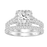 LADIES BRIDAL SET 2 1/2CT ROUND/PRINCESS DIAMOND 14K WHITE GOLD (CENTER STONE PRINCESS DIAMOND 1CT )