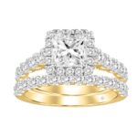 LADIES BRIDAL SET 2 1/2CT ROUND/PRINCESS DIAMOND 14K YELLOW GOLD (CENTER STONE PRINCESS DIAMOND 1CT )