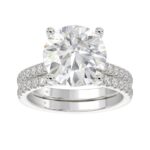 LADIES BRIDAL SET 5 1/2CT ROUND DIAMOND 14K WHITE GOLD (CENTER STONE ROUND DIAMOND 5CT )