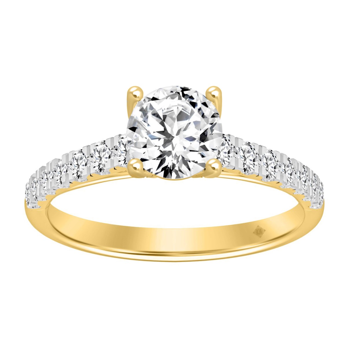 LADIES RING 1 1/2CT ROUND DIAMOND 14K YELLOW GOLD (CENTER STONE ROUND DIAMOND 1CT) - Image 1