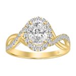 LADIES RING 1 1/2CT ROUND/OVAL DIAMOND 14K YELLOW GOLD (CENTER STONE OVAL DIAMOND 1CT)