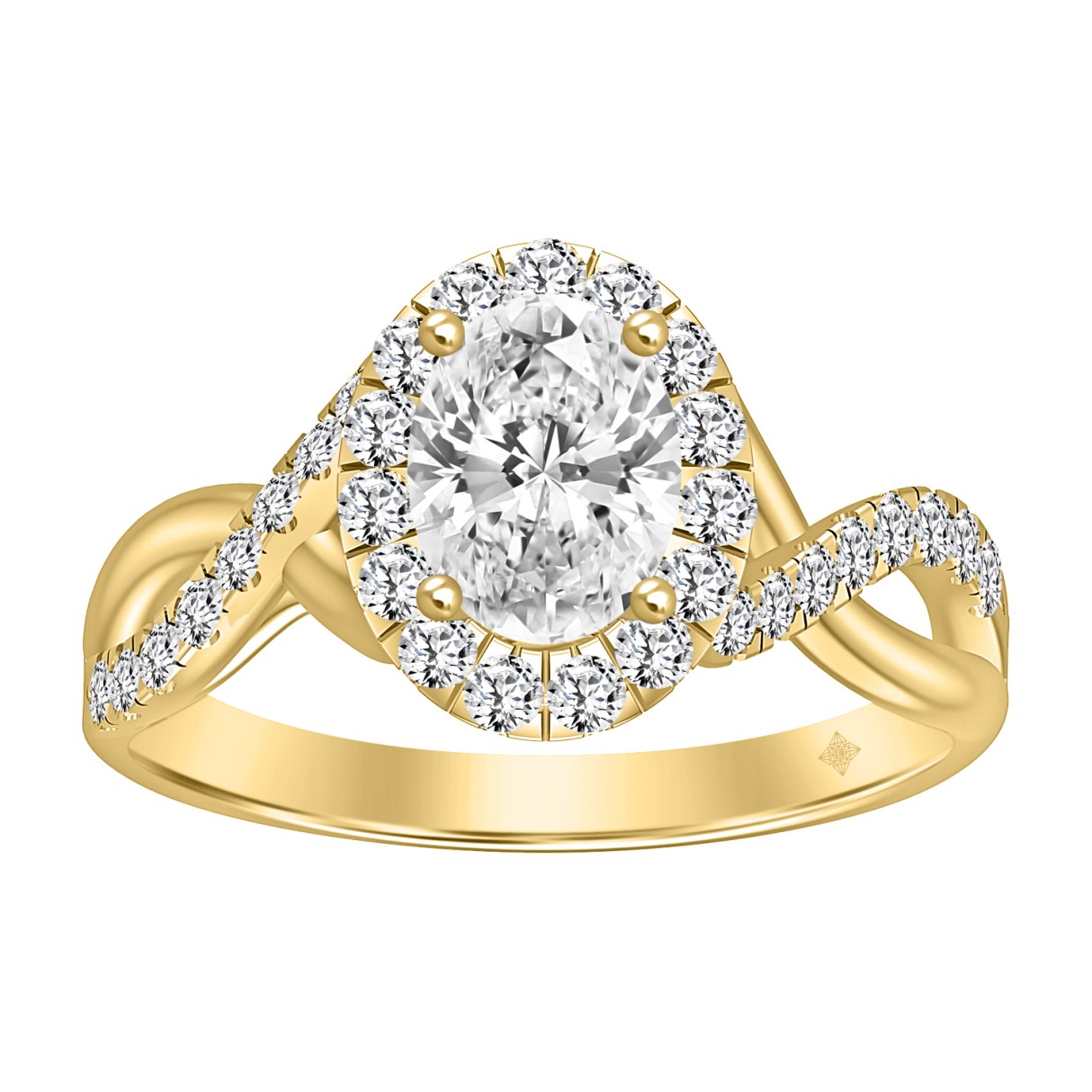 LADIES RING 1 1/2CT ROUND/OVAL DIAMOND 14K YELLOW GOLD (CENTER STONE OVAL DIAMOND 1CT) - Image 1
