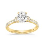 LADIES RING 1 1/2CT ROUND/OVAL DIAMOND 14K YELLOW GOLD (CENTER STONE OVAL DIAMOND 1CT)